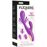 Tri-Flick Silicone Rabbit Vibrator Rechargeable Purple Toy VIBRATORS-RABBIT